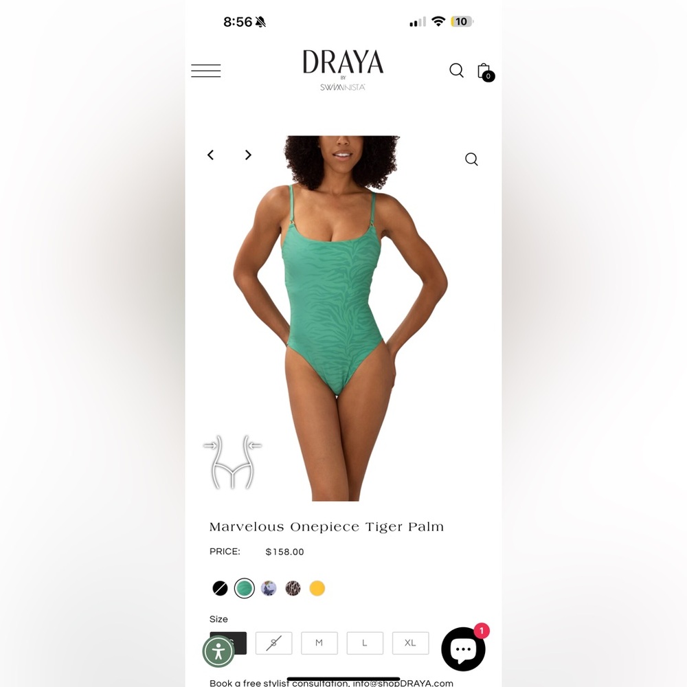 NWOT Draya by Swiminista Green One-Piece Swimsuit size M